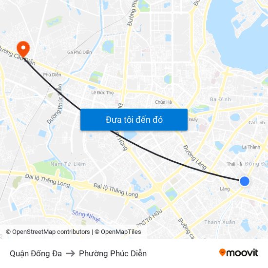 Quận Đống Đa to Phường Phúc Diễn map