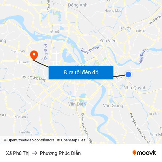 Xã Phú Thị to Phường Phúc Diễn map