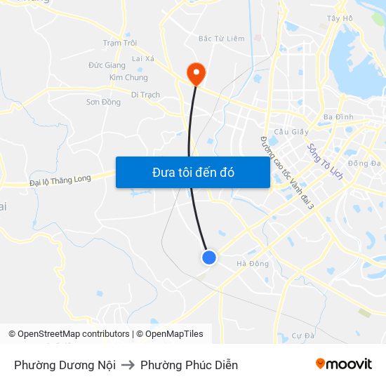 Phường Dương Nội to Phường Phúc Diễn map