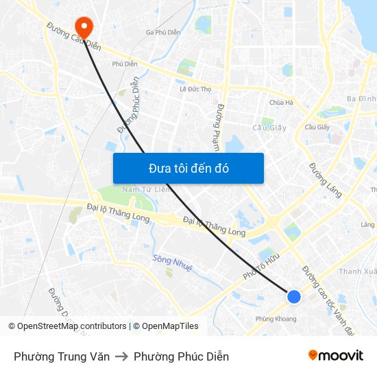 Phường Trung Văn to Phường Phúc Diễn map