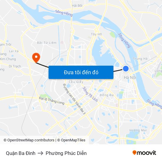 Quận Ba Đình to Phường Phúc Diễn map