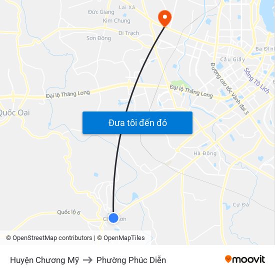 Huyện Chương Mỹ to Phường Phúc Diễn map