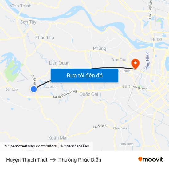 Huyện Thạch Thất to Phường Phúc Diễn map