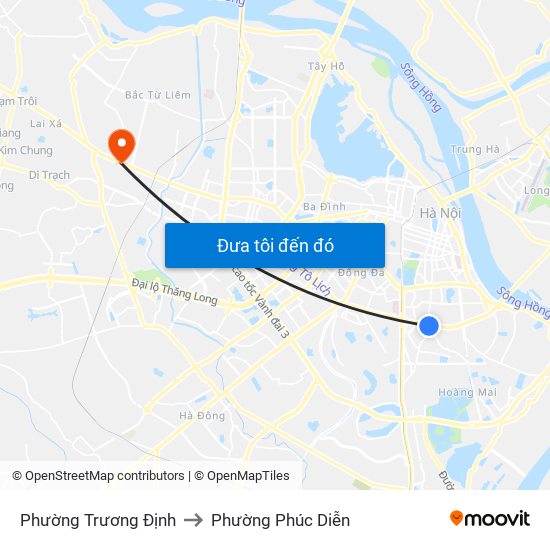 Phường Trương Định to Phường Phúc Diễn map