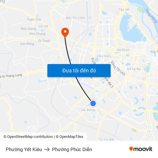 Phường Yết Kiêu to Phường Phúc Diễn map