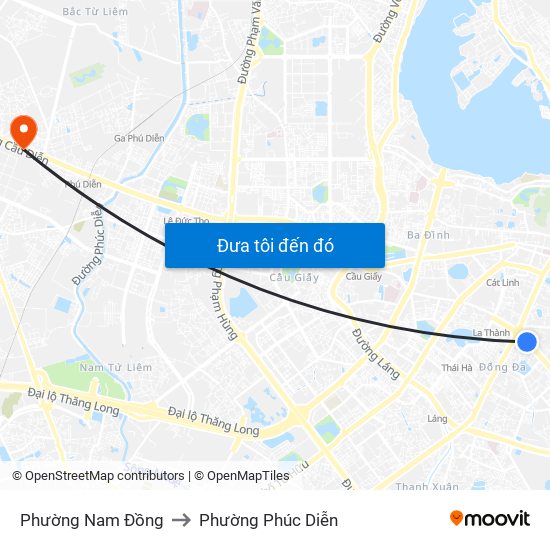 Phường Nam Đồng to Phường Phúc Diễn map