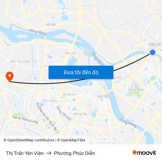 Thị Trấn Yên Viên to Phường Phúc Diễn map