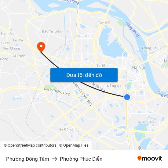 Phường Đồng Tâm to Phường Phúc Diễn map