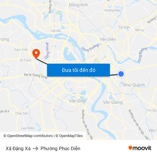 Xã Đặng Xá to Phường Phúc Diễn map