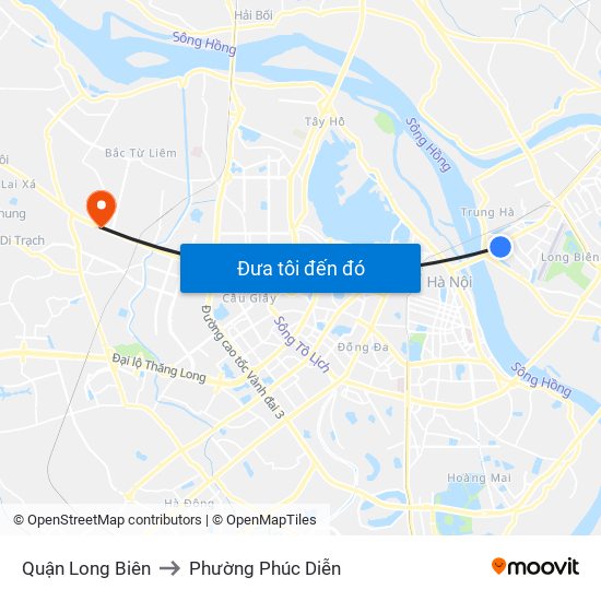 Quận Long Biên to Phường Phúc Diễn map