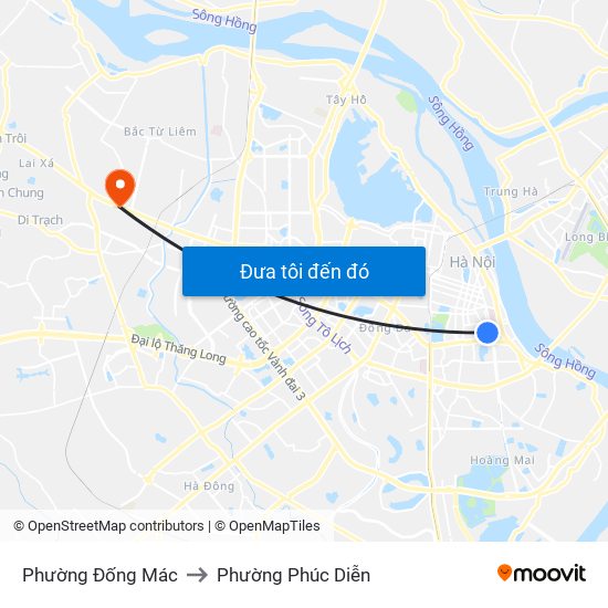 Phường Đống Mác to Phường Phúc Diễn map