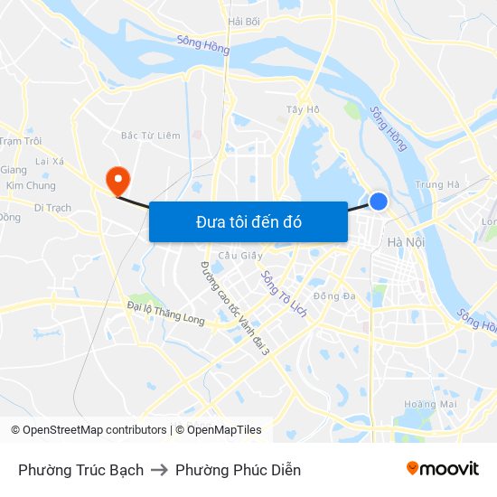 Phường Trúc Bạch to Phường Phúc Diễn map