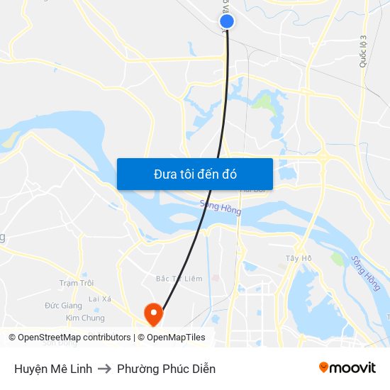 Huyện Mê Linh to Phường Phúc Diễn map