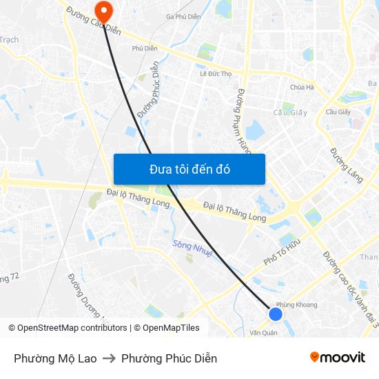 Phường Mộ Lao to Phường Phúc Diễn map