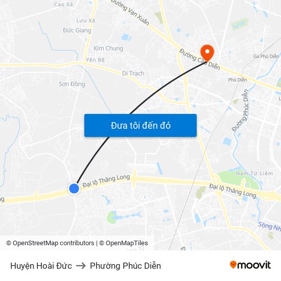 Huyện Hoài Đức to Phường Phúc Diễn map