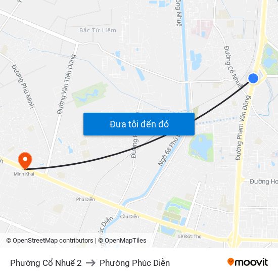 Phường Cổ Nhuế 2 to Phường Phúc Diễn map