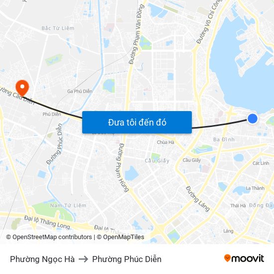 Phường Ngọc Hà to Phường Phúc Diễn map