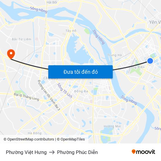 Phường Việt Hưng to Phường Phúc Diễn map