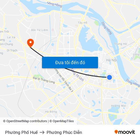 Phường Phố Huế to Phường Phúc Diễn map