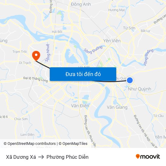 Xã Dương Xá to Phường Phúc Diễn map