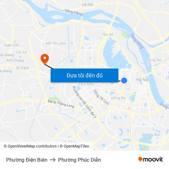 Phường Điện Biên to Phường Phúc Diễn map