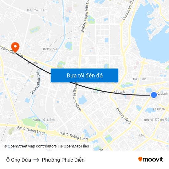 Ô Chợ Dừa to Phường Phúc Diễn map