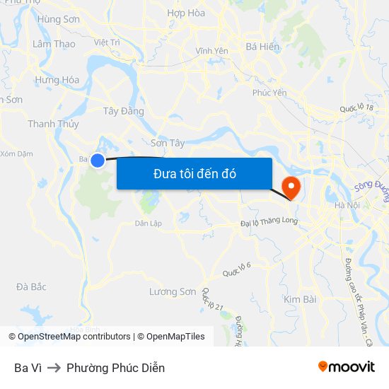 Ba Vì to Phường Phúc Diễn map