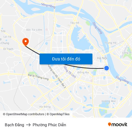 Bạch Đằng to Phường Phúc Diễn map