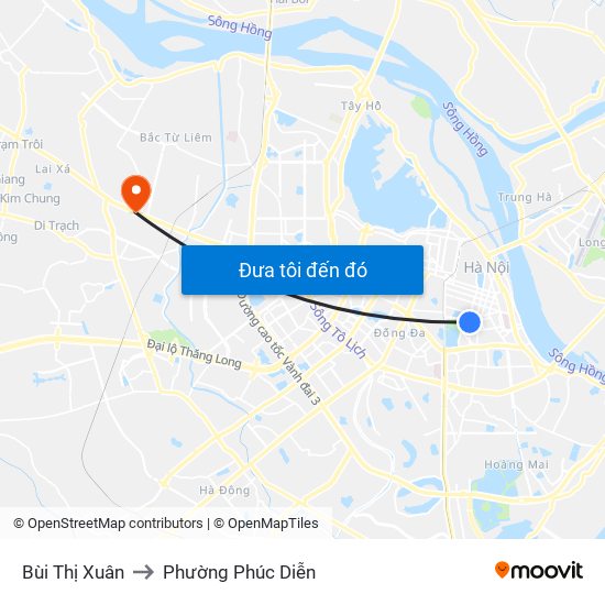 Bùi Thị Xuân to Phường Phúc Diễn map