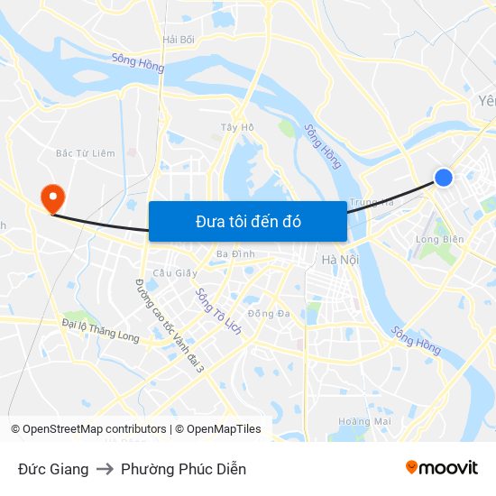 Đức Giang to Phường Phúc Diễn map