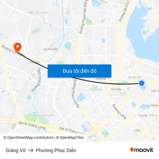 Giảng Võ to Phường Phúc Diễn map