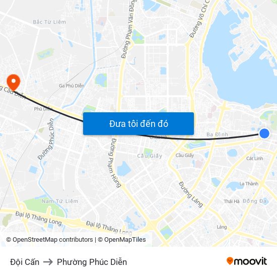 Đội Cấn to Phường Phúc Diễn map