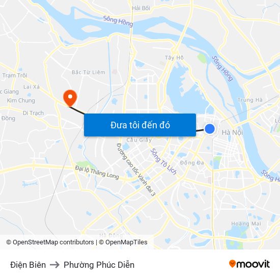 Điện Biên to Phường Phúc Diễn map