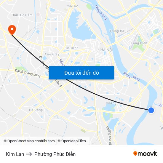 Kim Lan to Phường Phúc Diễn map