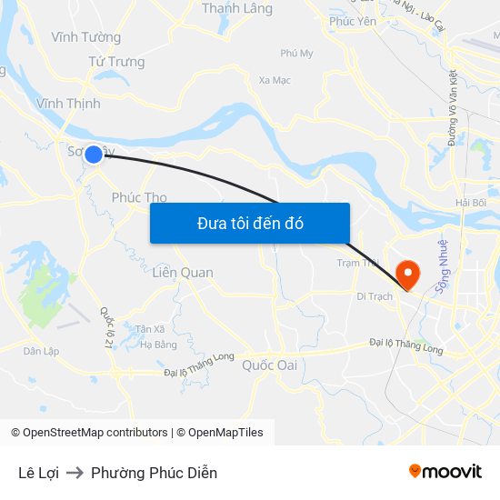 Lê Lợi to Phường Phúc Diễn map