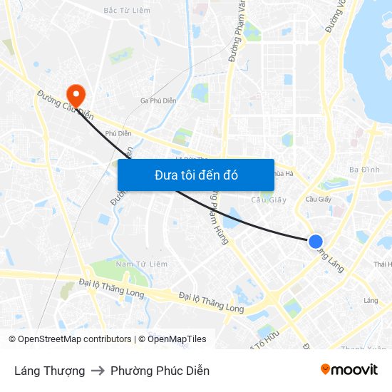 Láng Thượng to Phường Phúc Diễn map