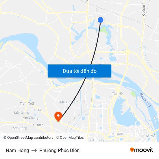 Nam Hồng to Phường Phúc Diễn map