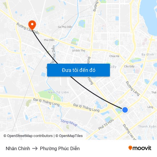 Nhân Chính to Phường Phúc Diễn map