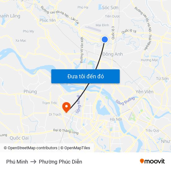 Phú Minh to Phường Phúc Diễn map