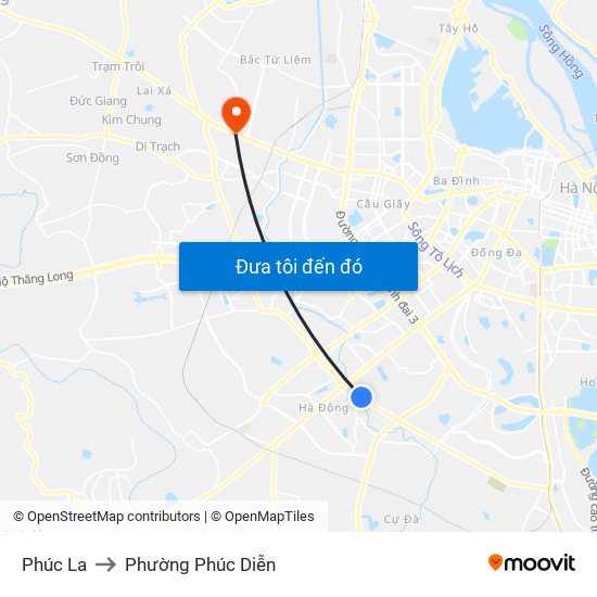 Phúc La to Phường Phúc Diễn map