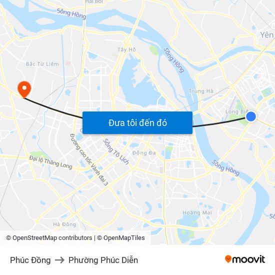 Phúc Đồng to Phường Phúc Diễn map