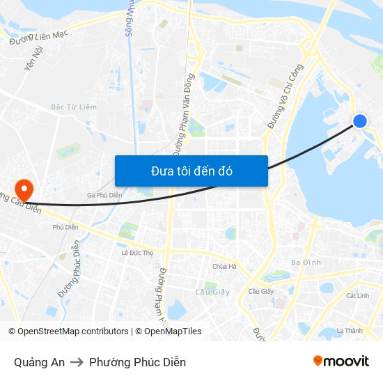 Quảng An to Phường Phúc Diễn map