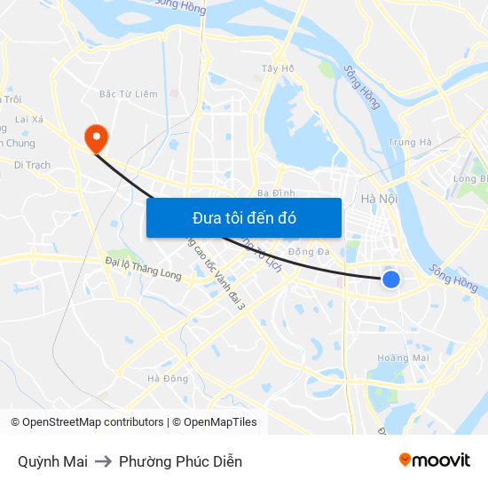 Quỳnh Mai to Phường Phúc Diễn map