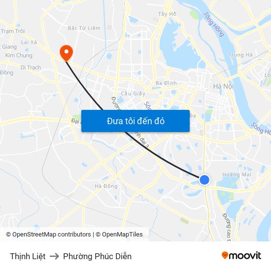 Thịnh Liệt to Phường Phúc Diễn map