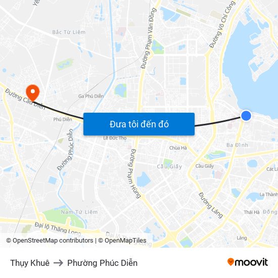 Thụy Khuê to Phường Phúc Diễn map