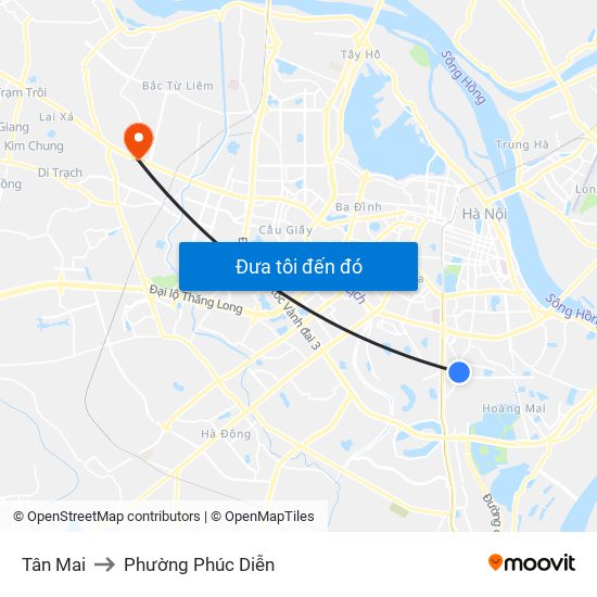 Tân Mai to Phường Phúc Diễn map