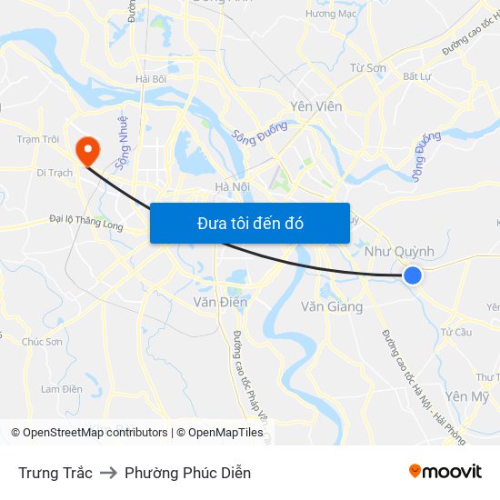 Trưng Trắc to Phường Phúc Diễn map