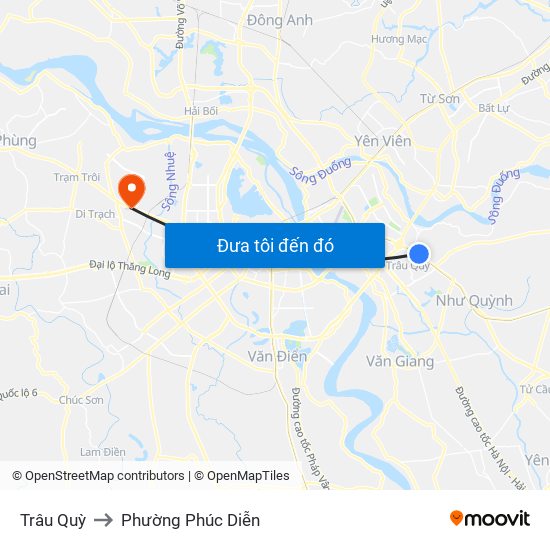 Trâu Quỳ to Phường Phúc Diễn map