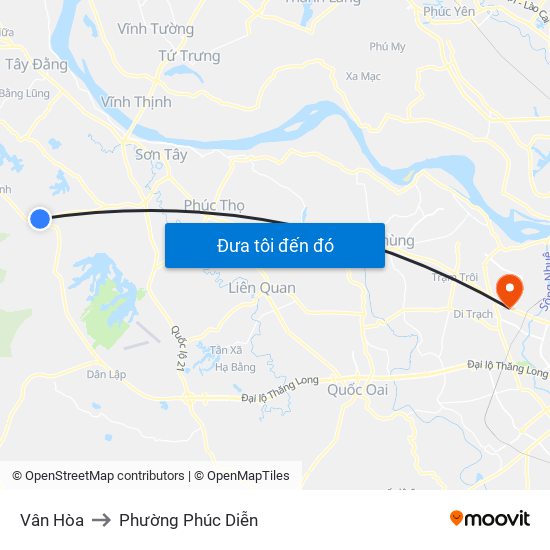 Vân Hòa to Phường Phúc Diễn map