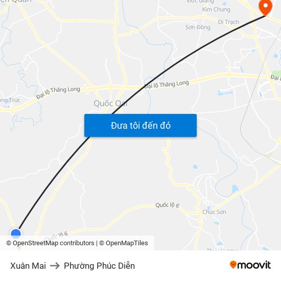 Xuân Mai to Phường Phúc Diễn map